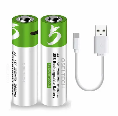 Rechargeable AA Battery 1.5V (2-Pack) with Type-C Charging Cable – USB Rechargeable Lithium Batteries, Fast Charging, Long Lasting Power for Smart Tools & Devices