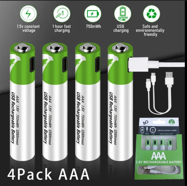 Rechargeable AA Battery 1.5V (2-Pack) with Type-C Charging Cable – USB Rechargeable Lithium Batteries, Fast Charging, Long Lasting Power for Smart Tools & Devices - Image 3