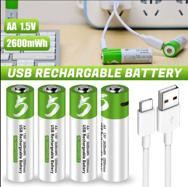 Rechargeable AA Battery 1.5V (2-Pack) with Type-C Charging Cable – USB Rechargeable Lithium Batteries, Fast Charging, Long Lasting Power for Smart Tools & Devices - Image 2