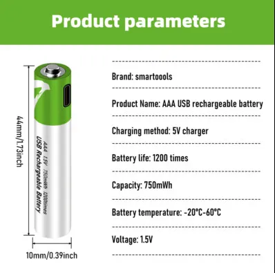Rechargeable AA Battery 1.5V (2-Pack) with Type-C Charging Cable – USB Rechargeable Lithium Batteries, Fast Charging, Long Lasting Power for Smart Tools & Devices - Image 6